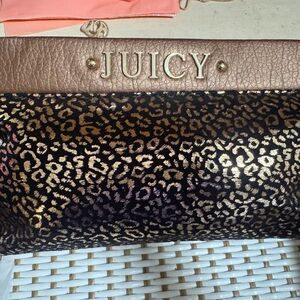 Juicy Couture Black and Gold Leopard Wristlet
